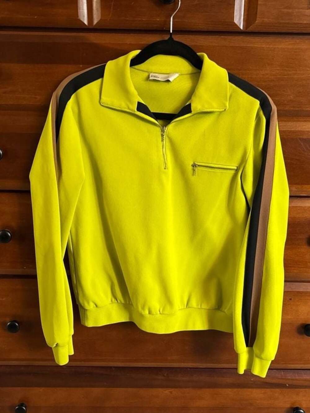 Tory Burch Knit Quarter-Zip Pulse Sweatshirt in Bright Lime